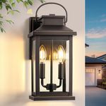 VIANIS Large Outdoor Light Fixture Wall Mount, Dusk to Dawn Front Door Exterior Wall Sconce Lantern Oil Rubbed Bronze Gold Trim, E12 2-Light Farmhouse Outside Wall Lights for House Porch Patio Garage