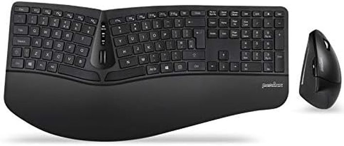 Perixx Periduo-605, Wireless Ergonomic Split Keyboard and Vertical Mouse Combo, Adjustable Palm Rest and Membrane Low Profile Keys, UK QWERTY