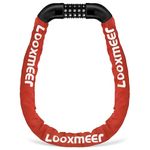 Looxmeer Bike Lock Heavy Duty, 900mm 5-Digit Combination Bicycle Chain Lock High Security, Resettable 100,000 Codes Cycling Lock for Bicycle, Motorcycle, Scooter, Door, Gate Fence, Red