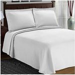 Superior Oversized Premium Bedspread Set, Diamond Solitaire Jacquard Design, Soft, Breathable, All-Season, Matching Pillow Shams, Lightweight and Cozy Bedding, Queen, White