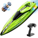 DEERC Fast Brushless RC Boat for Adults 40+KPH, 19" High Speed Racing Boat, 3S 2500mAh Li-po Battery, Self-Righting, 2.4GHz Remote Control Boat W/Lights, Dual Waterproof for Lake, Pool & Saltwater S7