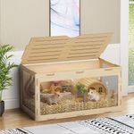COZIWOW Wooden Hamster Cage Chewproof, Bigger World - 32" Large Hamster Cages and Habitats, Openable Top & 3 Side Acrylic Sheets, Small Animal Cage Pet House for Syrian Dwarf Guinea Pig Chinchilla