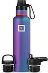 IRON °FLASK Sports Water Bottle - 24 Oz - 3 Lids (Narrow Spout Lid) Leak Proof, Durable Vacuum Insulated Stainless Steel - Hot & Cold Double Walled Insulated Thermos - Mothers Day Gifts