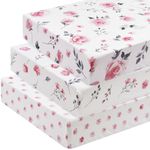 david's kids 3 Pack Fitted Crib Sheets, Ultra Soft Breathable Comfortable Baby Sheet Set for Boys Girls Neutral, 28x52 Inch Fits Standard Crib and Toddler Mattresses, Floral Flowers