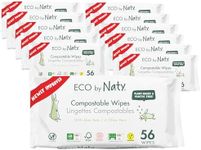 Eco by Naty Aloe Vera Baby Wipes, 672 count, Plant based Compostable Wipes, 0% plastic. No nasty chemicals, (Pack of 12)