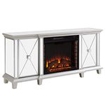 Southern Enterprises Toppington Fireplace, Mirror, Silver