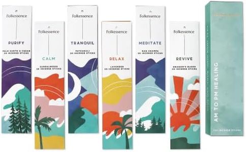 Folkulture Incense Sticks - Set of 6 Insenses (120 Sticks) for AM to PM Healing - Lavender, Palo Santo and Cedar, Dragon's Blood, Patchouli, Sandalwood, Nag Champa - Boho Gift Set