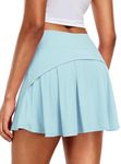 NEIOROT Women's 2 in 1 Athletic Shorts High Waisted Pleated Golf Skirts Casual Workout Tennis Skorts with Pockets,1 Pack,Light Blue,Large
