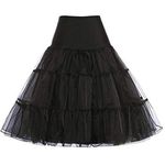 HUOCAI Women's Classic Petticoat Skirt Tutu 1950s Rockabilly Underskirt Black