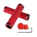 PLATT Bike Handlebar Grips Rubber Comfortable Bicycle Handle Grip for MTB/BMX with Plastic End Caps,Red