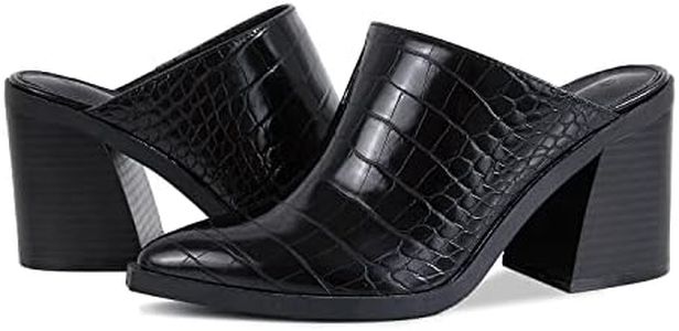 JeimPoey Womens Mules Pumps Point Closed Toe Slip-on Heels Stacked Chunky Block Heel Backless Clogs Black Snake