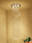 AGV LIGHTING Crystal Chandelier, Spiral Raindrop Chandelier Light, Modern Pendant Chandelier Lighting with 7-Lights, H79" x D24" Large Chandelier