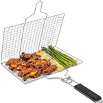 Fish Grill Basket, Svidza Portable Outdoor Non-Stick Grilling Basket for Fish, Vegetables, Shrimp and Steak. Thickened 304 Gardening Grill Netting Lasts Longer