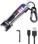 NEXTORCH Keyring Torch 700 Lumens Rechargeable Keyring Light EDC Bright Pocket Torch with 405nm UV Torch Red Light Red-Blue Flashing Emergency Light for Outdoor Camping Dog Walking Self-Defense