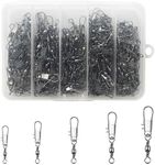 210 PCS Fishing Swivels with Carabiner, Barrel Snap Swivels Fishing Tackle 2# 4# 6# 7# 8#