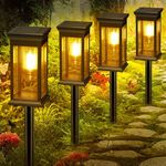 VIIIVA Solar Lights Outdoor Garden, 4 Pack Solar Lights Garden with Tungsten Light Warm White, 800mAh, IP65 Waterproof Auto On/Off Solar Garden Lighting, for Garden, Patio, Path, Lawn