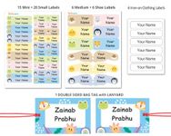 Essential School Label Pack - Custom Waterproof School Stickers for Kids, Mix Sizes and Designs, Labels Used on Water Bottles, School Stationery, Lunch Box, Uniforms, Bags, Shoes etc. (Cute Animals)