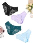 Avidlove Women Cheeky Panties Floral Lace Bikinis Panties Sexy Hipster Underwear 4 Packs-5 L