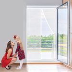 Magnetic Garage Screen Door 230x265 cm Double Hands Free Mesh Screen Door, DIY Retractable Garage Door Screen, Easy to Install, 2023-Version, White