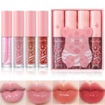 Preocea 4PCS Lipgloss Set,Moisturizing Jelly Lip Gloss Set,Non-Sticky FInish, High-Shine Hydrating Cute Lip Balm,Cute Lip Oil for Girls and Women