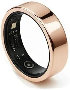 GINIXPIONE Smart Ring for Women Men, Fitness & Health Tracker with Vital Signs Monitoring, Sleep Tracker, Temperature Monitor, Remote Photography, No Subscription(Gold,8#)