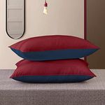 Cloth Fusion Microfiber Bed Pillow Set of 2 Soft Pillows for Sleeping (16x24 Inches, Maroon-Navy Blue)