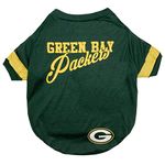 NFL Green Bay Packers T-Shirt for Dogs & Cats, Small. Football Dog Shirt for NFL Team Fans. New & Updated Fashionable Stripe Design, Durable & Cute Sports PET TEE Shirt Outfit