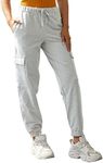 PULI Womens Sports Sweatpants Loose Workout Joggers Pants Comfy Lounge Fashion with Pockets Light Grey XXL