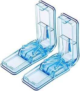 Pill Cutter, Medicine Slicer, Medication Vitamin Divider, Pill Splitter with Pill Case to Split, V- Grip Pill Crusher with Stainless Steel Blade for Vitamins, Big & Small Pills and Medication (2 PCS)