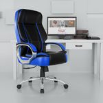 Rose Designer Chairs® SpaceX Leatherette Executive High Back Revolving Office Chair (Black & Blue)