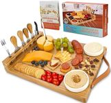 Charcuterie Boards with Handles - Bamboo Cheese Board with Knife Set, Wine Opener, Ceramic Bowls & Forks - Magnetic Utensils Holder, Gift for Housewarming, Weddings & Anniversaries + Recipe Book