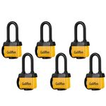 Guliffen Weatherproof Laminated Steel Locks with Keys,6 Pack Padlocks with Same Key for Outdoor Use