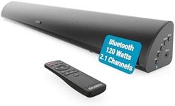 MAJORITY Bluetooth Sound Bar for TV | Built-in Subwoofer, 120 Watts 2.1 Channel Sound | RCA, Optical, and AUX Connection | Wall Mountable, Remote Control | Snowdon TV Soundbar