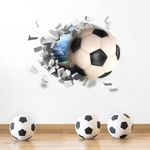 3D Soccer Stickers for Wall, 2 Sheets Football Stickers Decals Wall Decor for Boys Room, PVC Self-Adhesive Soccer Wallpaper Sport Posters Wall Art Decor for Kids Bedroom Home Party Birthday Decoration