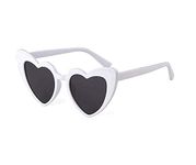 Heart Sunglasses Retro Cat Eye Clout Goggle Mod Style for Women Kurt Cobain Glasses (White)