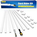 116in Cord Hider Kit, Cord Covers for Wires on Wall, Cord Hider for Wall Mount tv, Paintable Cable Raceway, tv Cable Hider Wall kit, Wire Covers for Cords, W0.59in X H0.4in, White