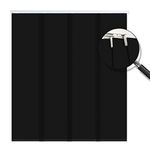HousCa Sliding Panel Track Blind, Black Adjustable Light Filtering Custom Cordless Vertical Blinds, UV Protection Window Blinds for Sliding Doors, Large Windows, Open Spaces and Room Dividers