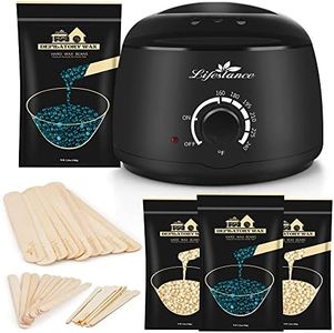 Lifestance Waxing Kit, L3 Wax Warmer Hair Removal for Women Men, Waxing Pot Professional Kit for Full Body, Legs, Face, Eyebrows, Bikini, Painless At-Home Waxing