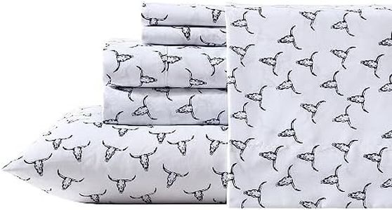 Wrangler- Full Sheet Set, Silky & Lightweight Bedding Set, Casual Home Décor (Steer Skulls Black, Full)