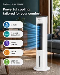Pro Breeze OmniAir 5L 4-in-1 Evaporative Air Cooler & Tower Fan – Remote, Oscillating, Timer