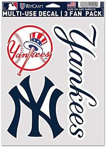 MLB New York Yankees Decal Multi Use Fan 3 Pack, Team Colors, One Size