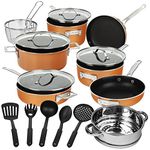 Gotham Steel Stackmaster Nonstick Pots & Pans Set, 17 Piece Stackable Cookware Set, Space Saving Cookware, Copper Pots & Pans Set, PFOA Free, Oven & Dishwasher Safe 2021 Model, 2961, Large