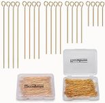 MICROAMOY 150pcs 18K Gold Filled Eye Pins Non Tarnish Craft Earring Bracelet Jewelry Making Accessories Supplies (30mm (1.18in), Gold-Eye Pin)