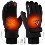 Allnice USB Heated Gloves Men Women Heating Gloves with 3 Levels Temperature Double-Sided Heating Hand Warmers Winter Gloves Gifts for Outdoor Skiing Cycling Hiking, Black