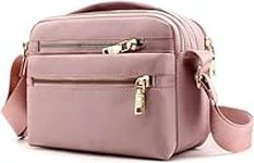 MULTIONS Women's Crossbody Bag, Multi Pocket Messenger Bag Shoulder Bag Travel Bag Handbags for Men&Women Suitable Shopping Travel Appointment Hiking Daily (M,Pink)