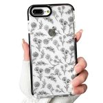 NITITOP Compatible for iPhone 7 Plus / 8 Plus Case Cute Flower Floral Clear for Women Girl Ultra Slim Crystal Shockproof Soft TPU Anti-Yellow Protective Phone Cover - Clear Black