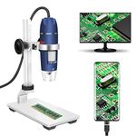 Jiusion HD 2MP USB Digital Microscope 40X to 1000X Portable Magnification Endoscope Camera with 8 LEDs Aluminum Alloy Stable Stand for OTG Android Mac Windows 7 8 10 Linux