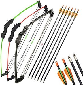 Youth Compound Bow and Arrow Set 12lbs Archery Compound Bow Kit Junior Practice Training Bow Including 6 Fiberglass Arrows (Black)