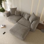 WJShome Modular Sectional Sofa Couch,102inch Oversized LoveSofa,L Shape Sofa, 2 Seater with 1 Ottoman Upholstered with Corduroy Fabric Couches with 4 Pillows,Cushion Covers Removable & Replaceable