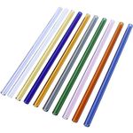 LOYEJEGL Colored Borosilicate Glass Tubes（10-Piece）Set, Assorted Colors); Boro Tubing for Glass Making and DIY (10-Piece, Straight Pipe)